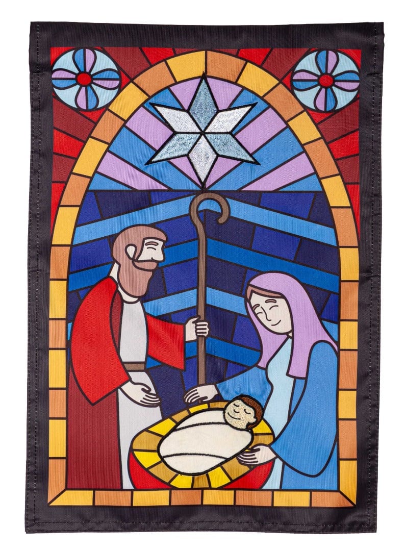 Stained Glass Christmas Garden Flag 2 Sided Applique 169604 Heartland Flags