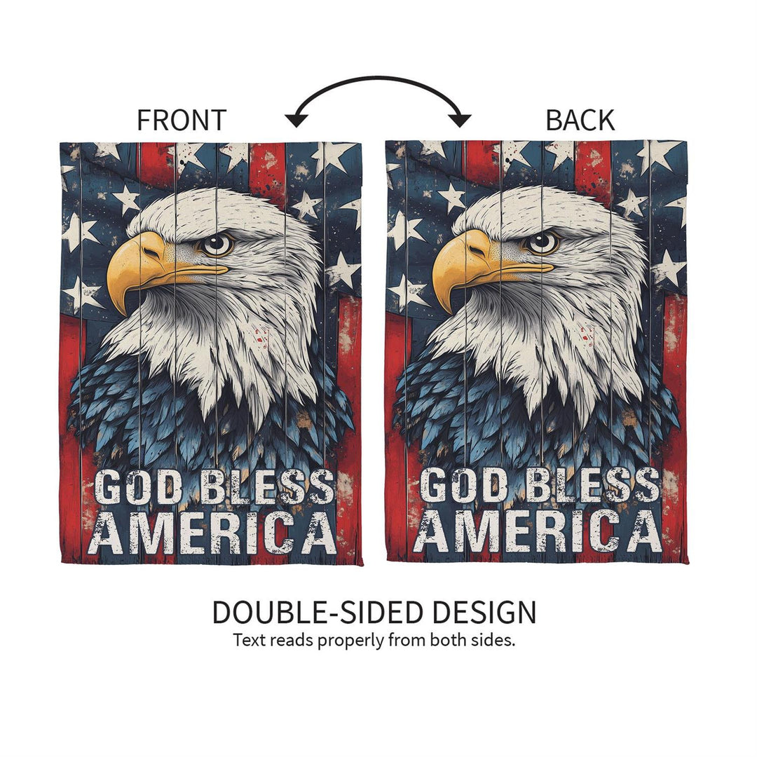 God Bless America Eagle Garden Flag double sided design front and back view