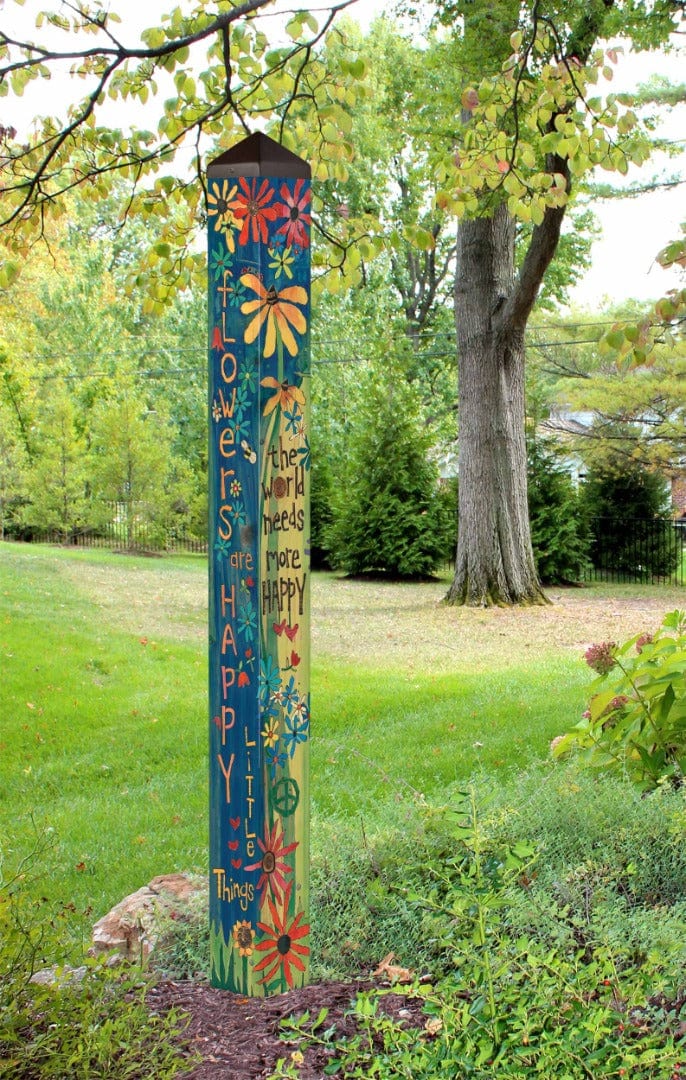 The World Needs More Happy Art Pole 60 Inches Tall Stephanie Burgess PL60013 Heartland Flags