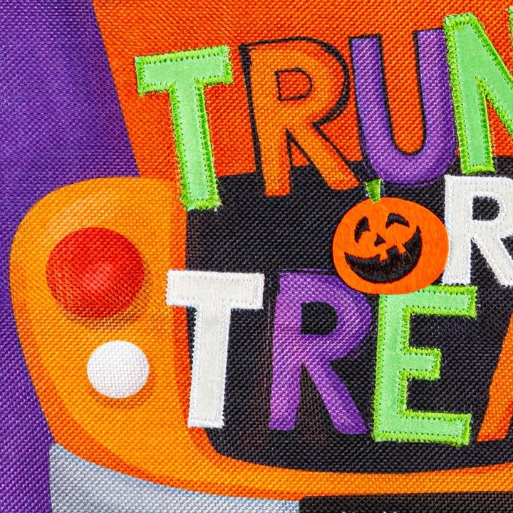 Trunk or Treat Halloween Garden Flag 2 Sided Burlap 14B11045 Heartland Flags