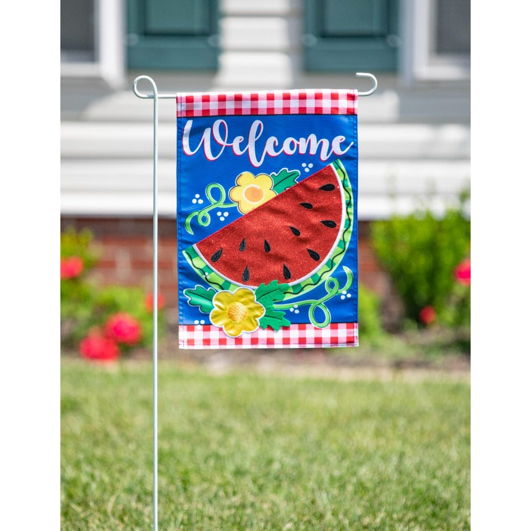 Watermelon Welcome Summer Garden Flag 2 Sided Applique 169449 Heartland Flags