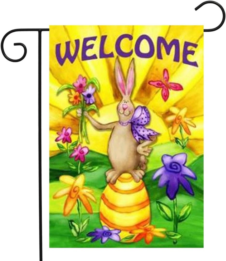 Welcome Bunny Easter Garden Flag 2 Sided 112077 Heartland Flags