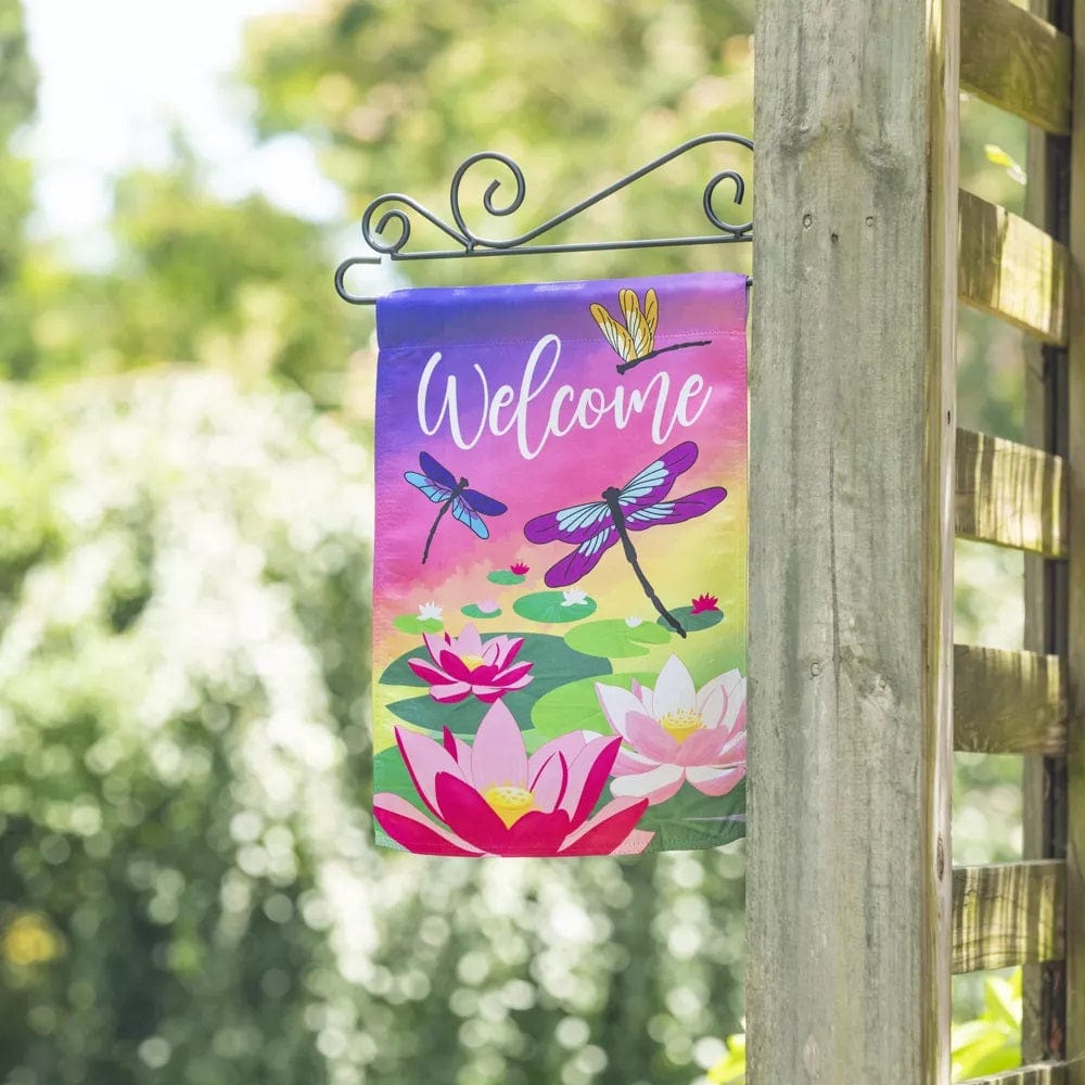 Welcome Dragonfly with Lily Pads Garden Flag 2 Sided 14LU10957 Heartland Flags