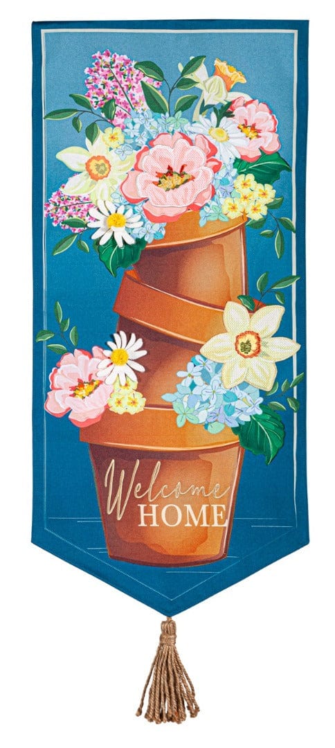 Welcome Home Flower Pots Long Garden Flag 2 Sided XL 14L11515XL Heartland Flags