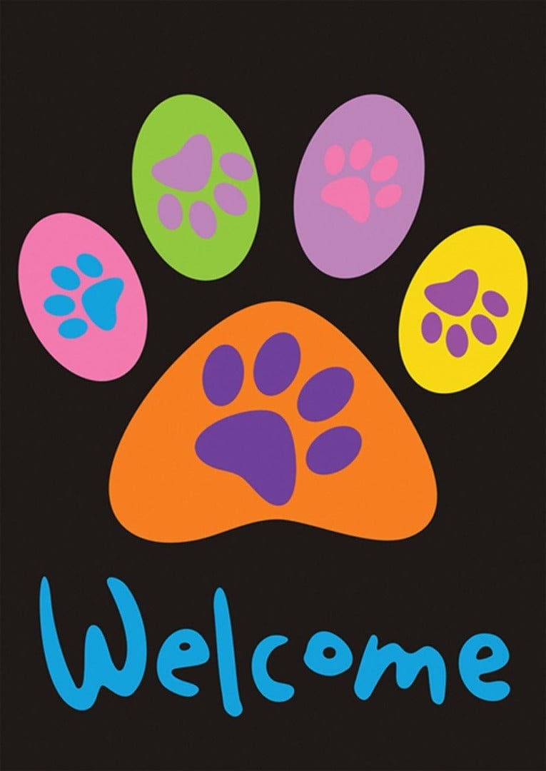 Welcome Paws Garden Flag 2 Sided Black 112670 Heartland Flags