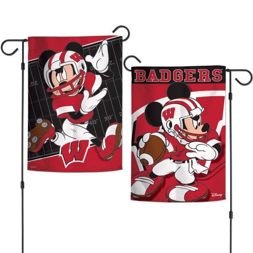 Wisconsin Badgers Garden Flag 2 Sided Disney Mickey Mouse heartlandflags