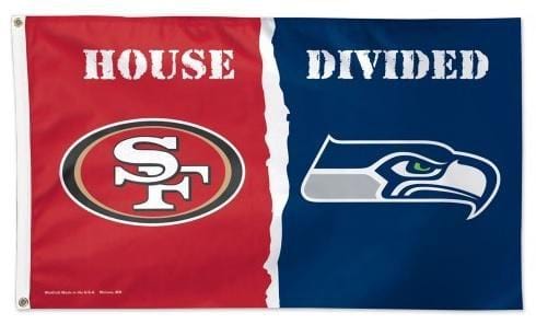 49ers vs Seahawks House Divided Flag 2 Sided 3x5 heartlandflags