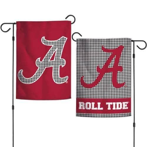 Alabama Garden Flag Crimson Tide Houndstooth 2 Sided Logo heartlandflags