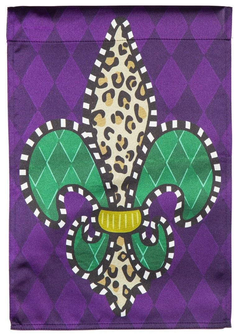 Animal Print Fleur De Lis Mardi Gras Banner 2 Sided heartlandflags