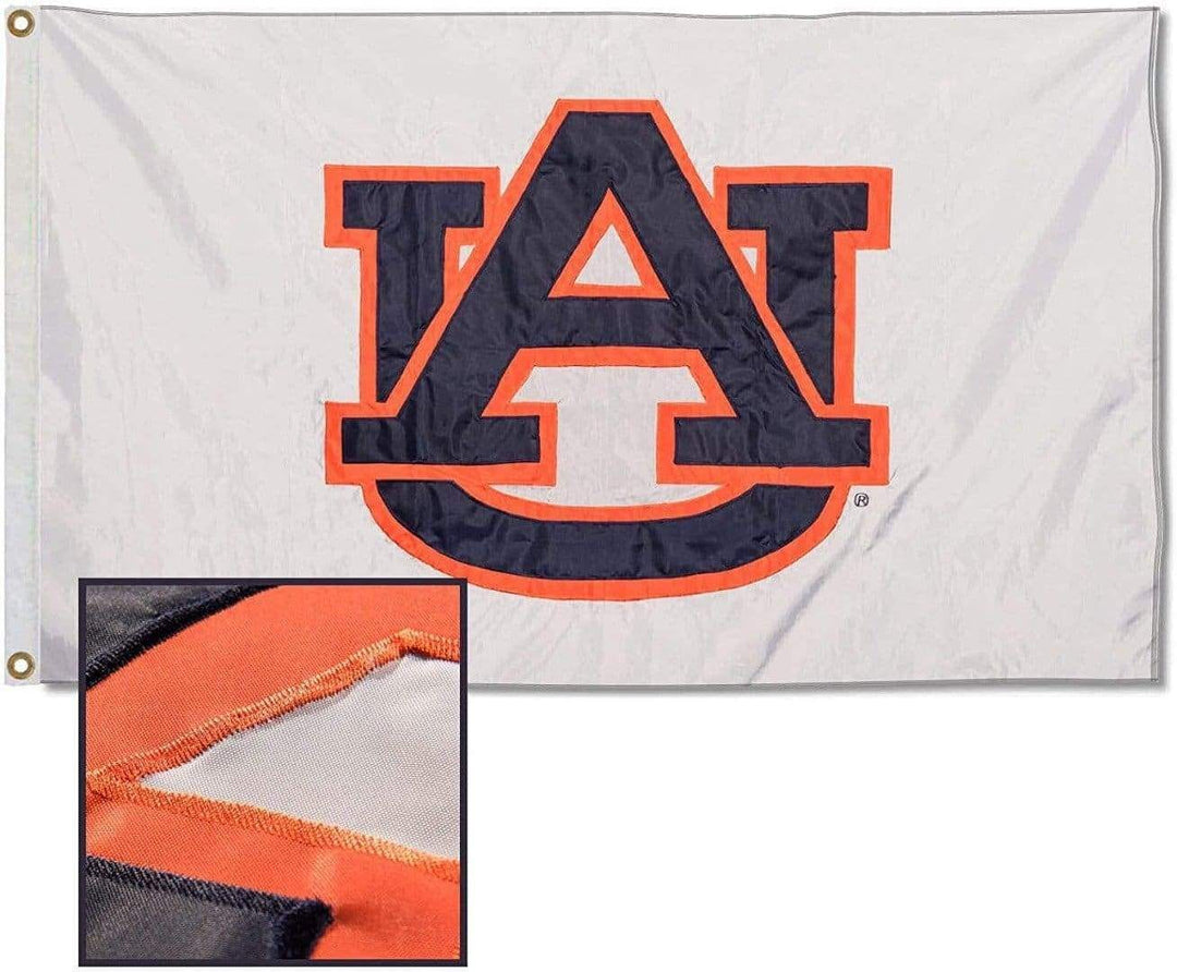 Auburn Tigers Flag 3x5 White Applique AU Logo heartlandflags