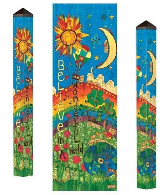 Believe In A Wonderful World Art Pole 5 Feet Tall heartlandflags