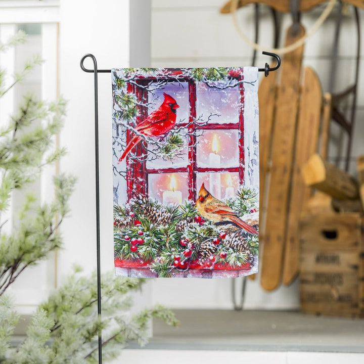 Cardinals in the Window Winter Garden Flag 2 Sided Decorative heartlandflags