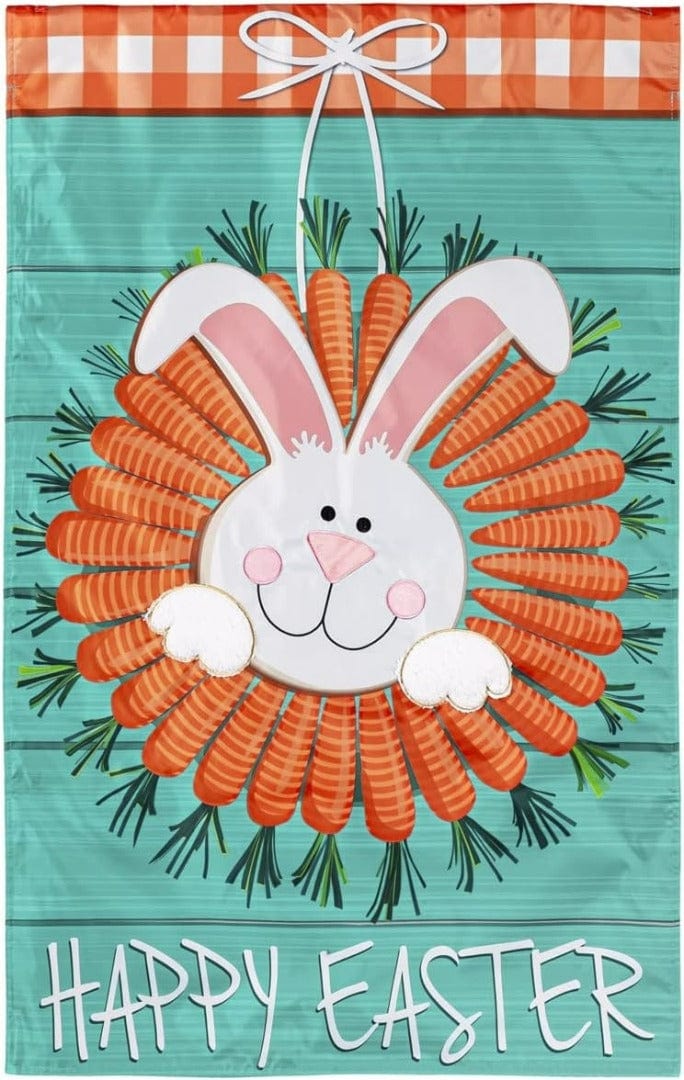 Carrot Wreath Easter Banner 2 Sided Applique heartlandflags