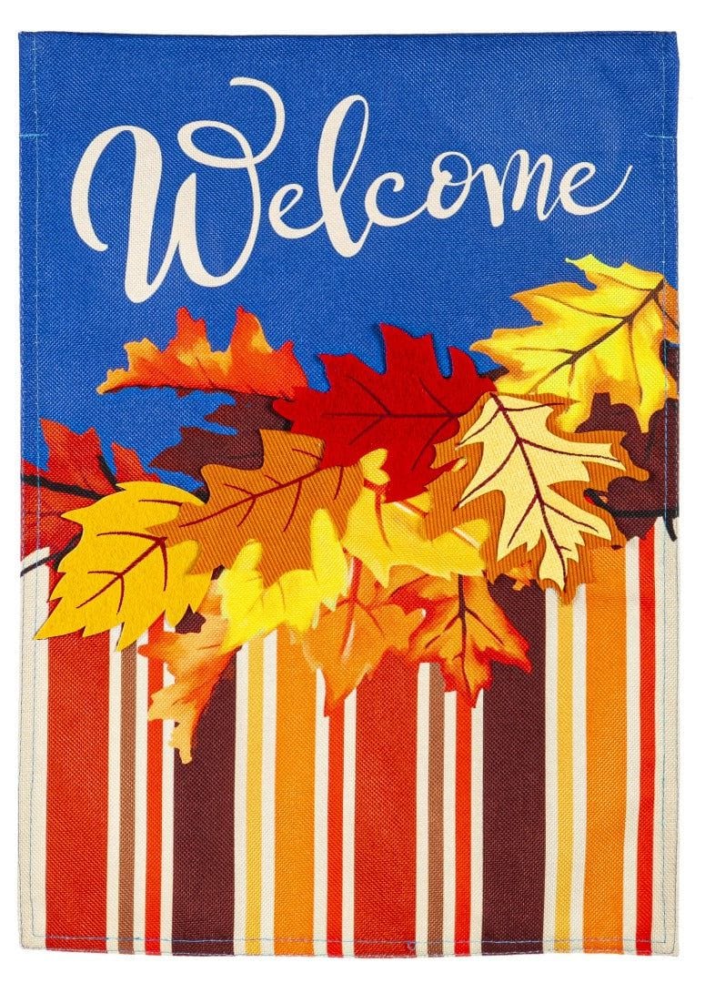 Cascading Leaves Garden Flag 2 Sided Welcome heartlandflags