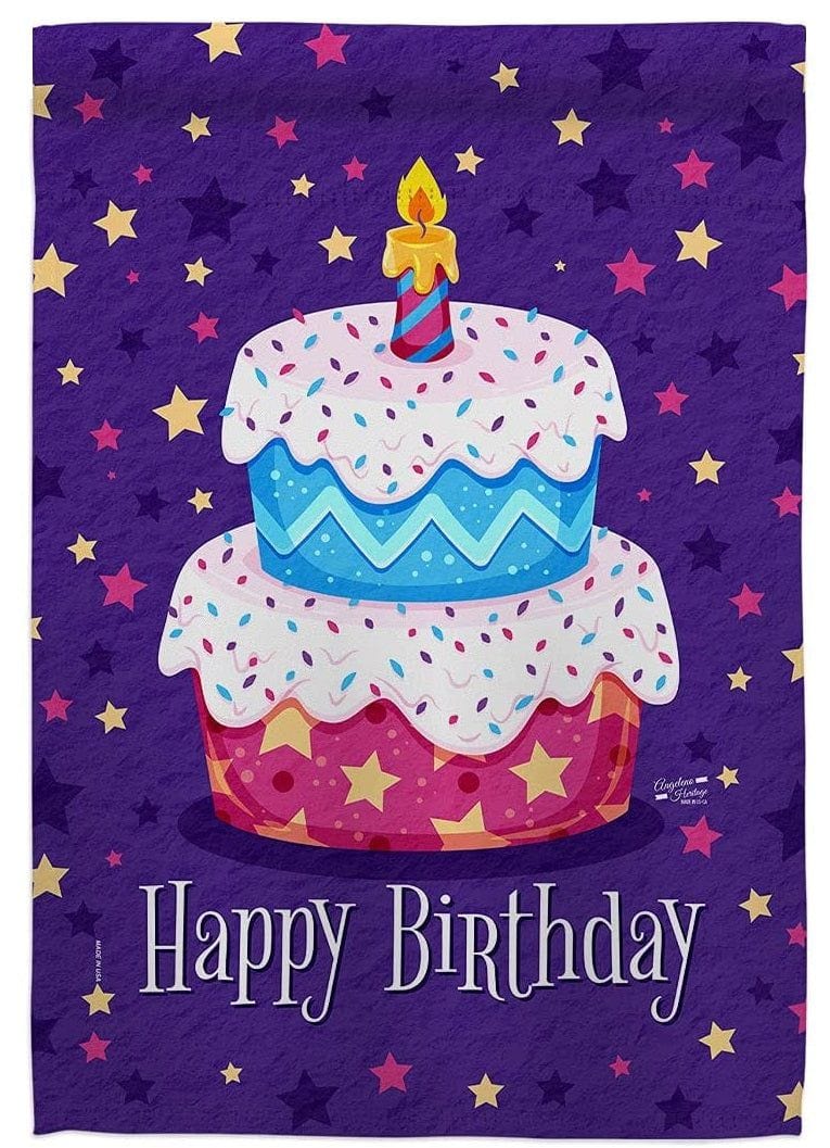 Celebrate Birthday Garden Flag Decorative Cake heartlandflags