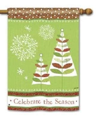 Christmas Celebrate The Season Flag 2 Sided Tree and Snowflakes heartlandflags