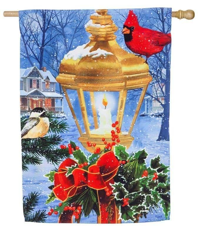 Christmas Flag Birds on A Post House Banner Flag heartlandflags