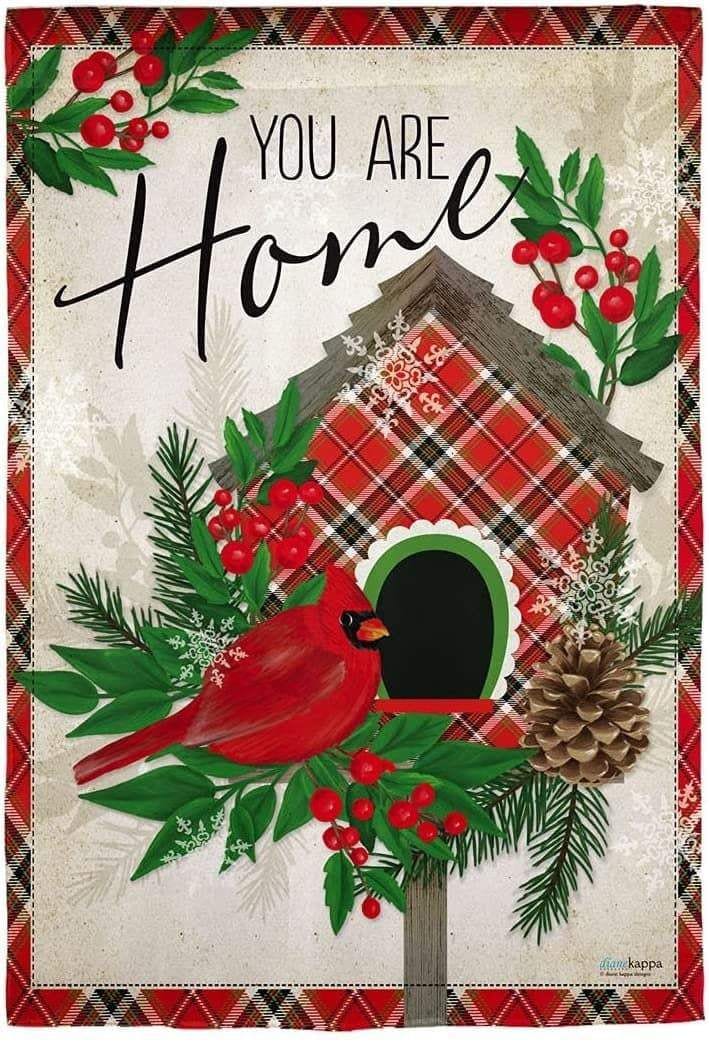 Christmas Tartan Birdhouse Flag 2 Sided Decorative Banner heartlandflags