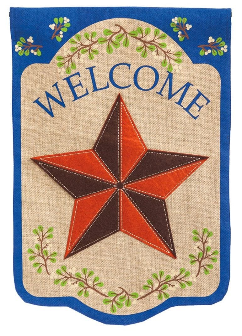 Country Star Garden Flag 2 Sided Burlap Welcome heartlandflags