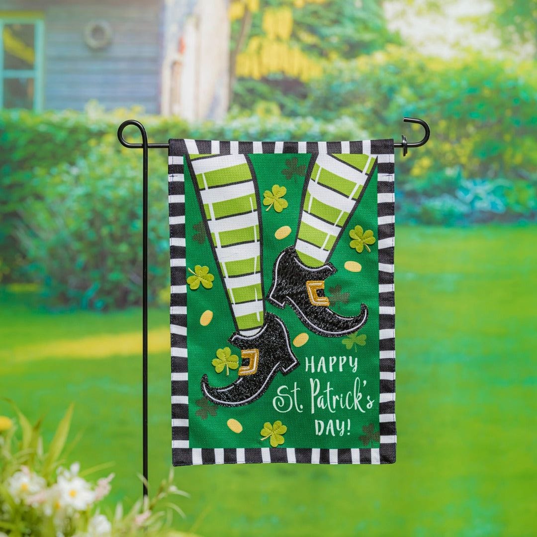 Dancing St Patricks Day Garden Flag 2 Sided Burlap heartlandflags