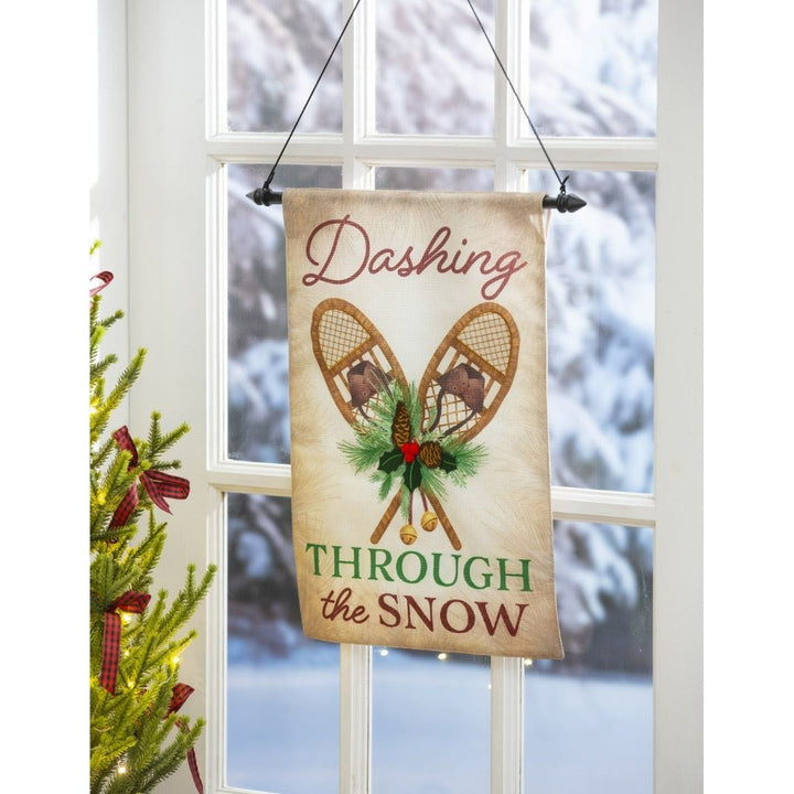 Dashing Through The Snow Christmas Garden Flag 2 Sided Burlap heartlandflags