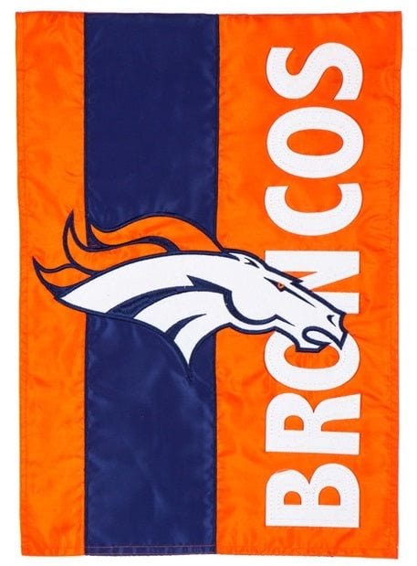 Denver Broncos Garden Flag 2 Sided Embellished Logo heartlandflags