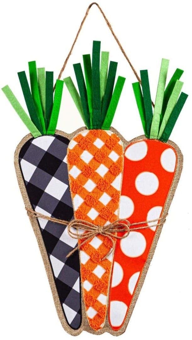 Easter Patterned Carrots Door Decoration Hanger Burlap heartlandflags