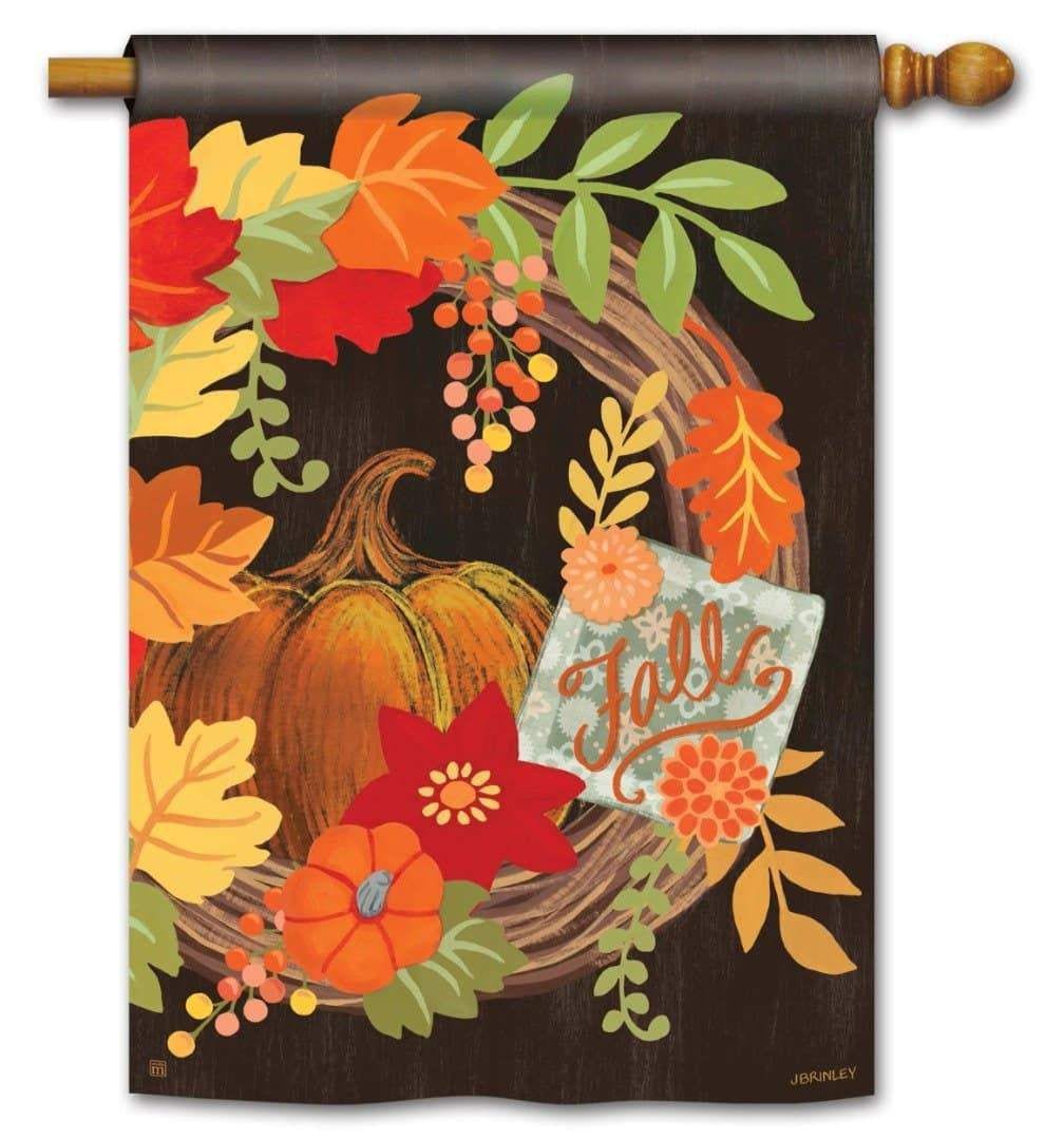 Fall Grapevine Wreath Flag Decorative House Banner heartlandflags