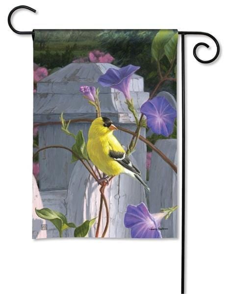 Finch and Flowers Garden Flag 2 Sided heartlandflags