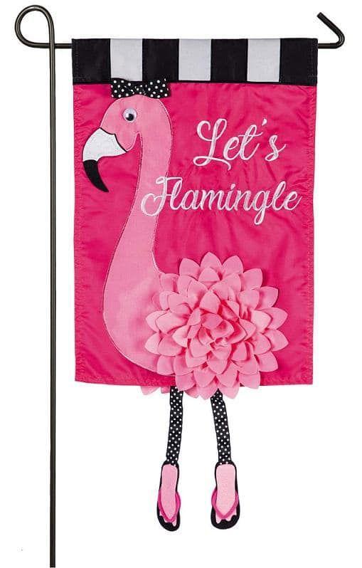 Flamingo Garden Flag 2 Sided Let's Flamingle Applique heartlandflags