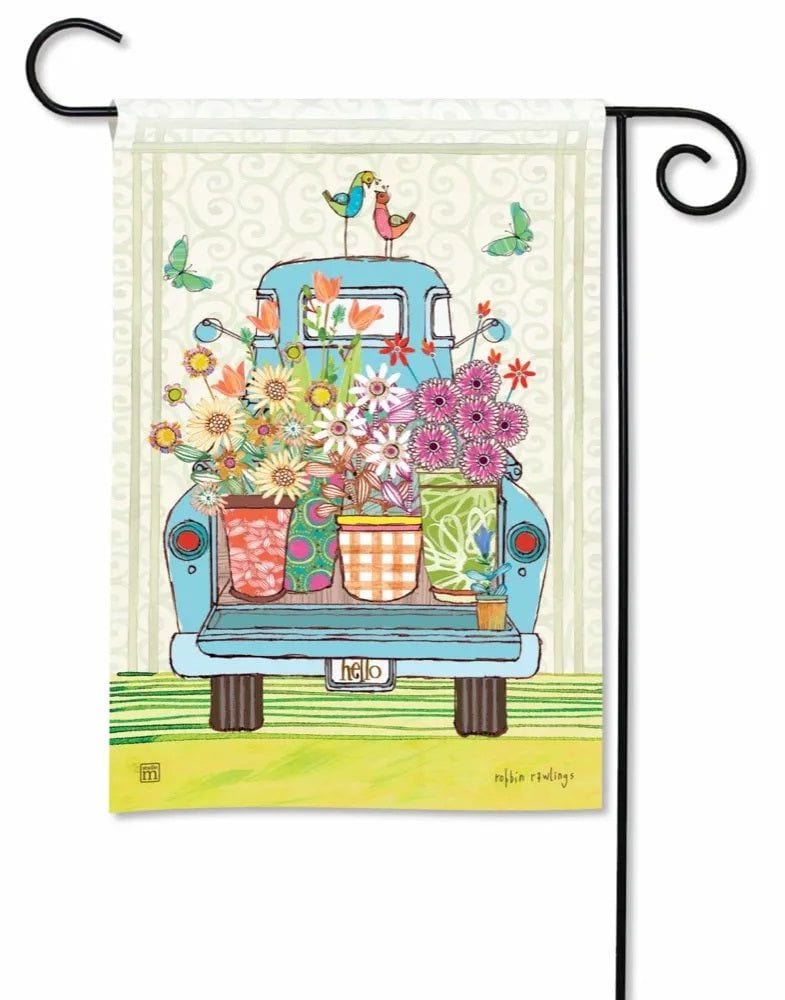 Flower Truck Garden Flag Decorative hello heartlandflags