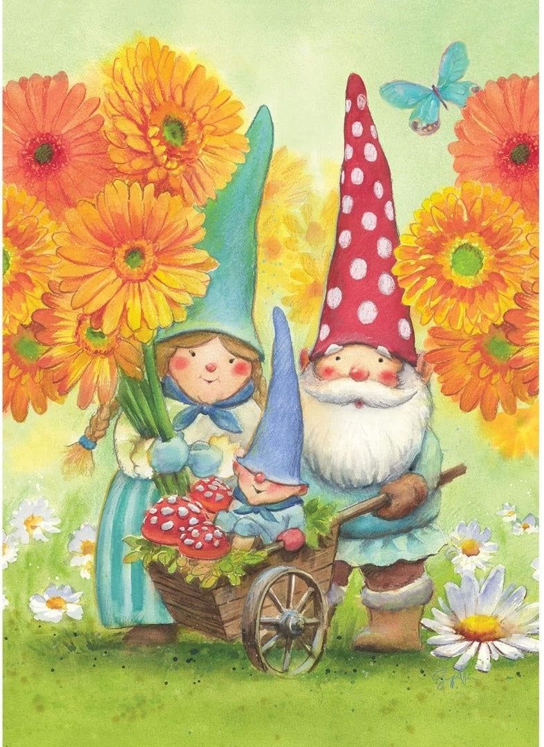 Gnome Family Garden Flag 2 Sided Waffle heartlandflags