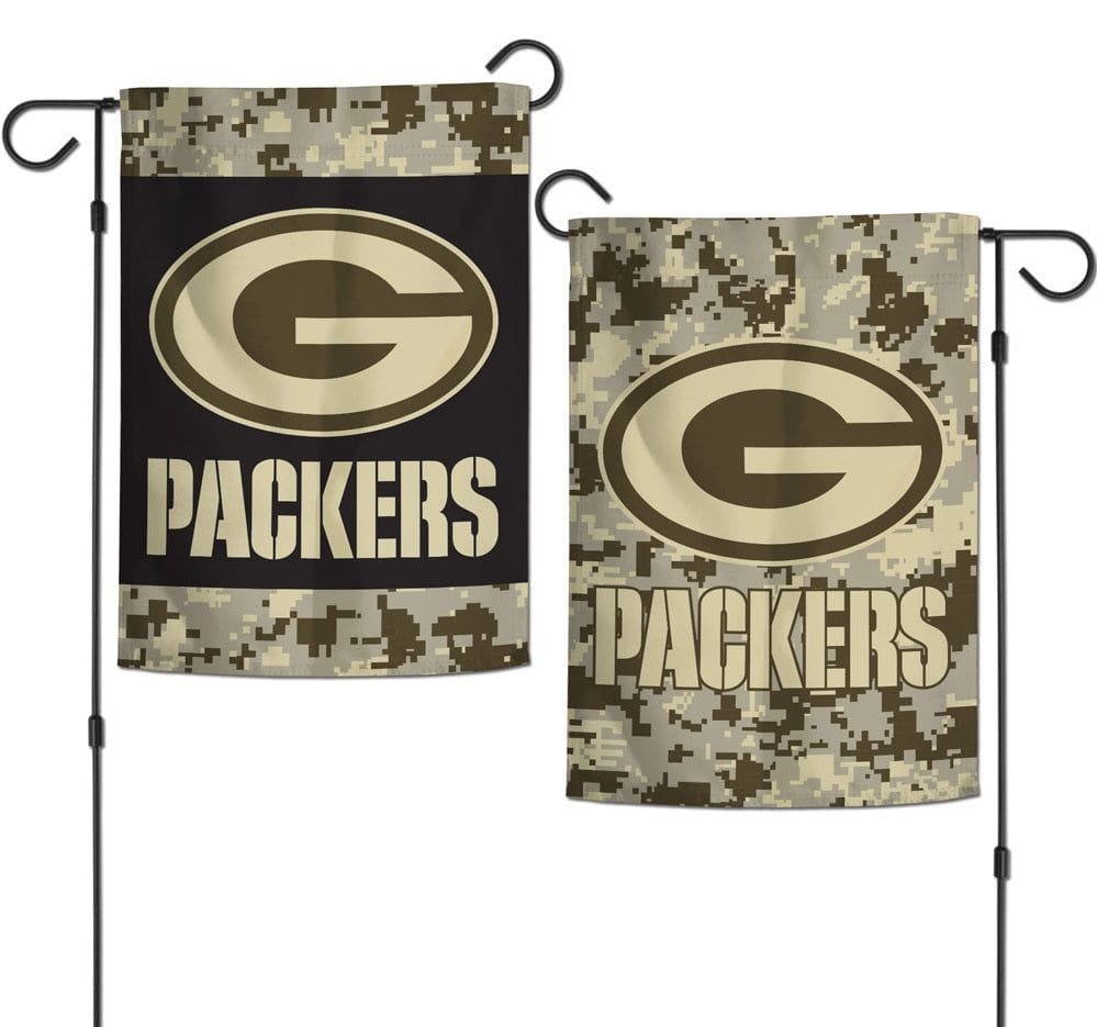 Green Bay Packers Garden Flag 2 Sided Camo Military Tribute heartlandflags