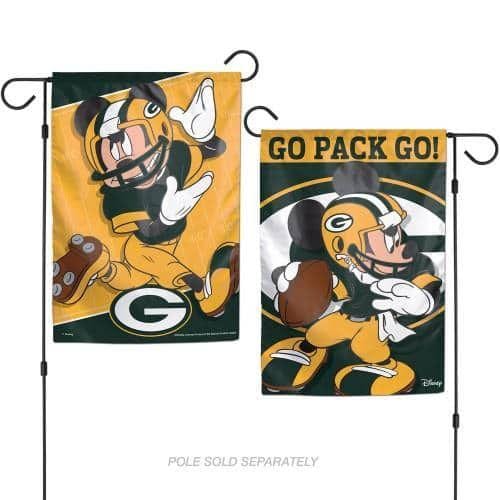 Green Bay Packers Garden Flag 2 Sided Mickey Mouse heartlandflags