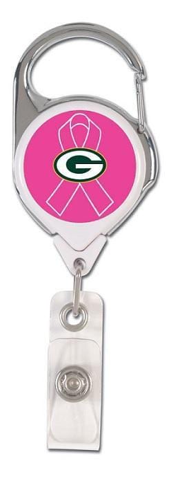 Green Bay Packers Reel 2 Sided Breast Cancer Badge Holder ID heartlandflags