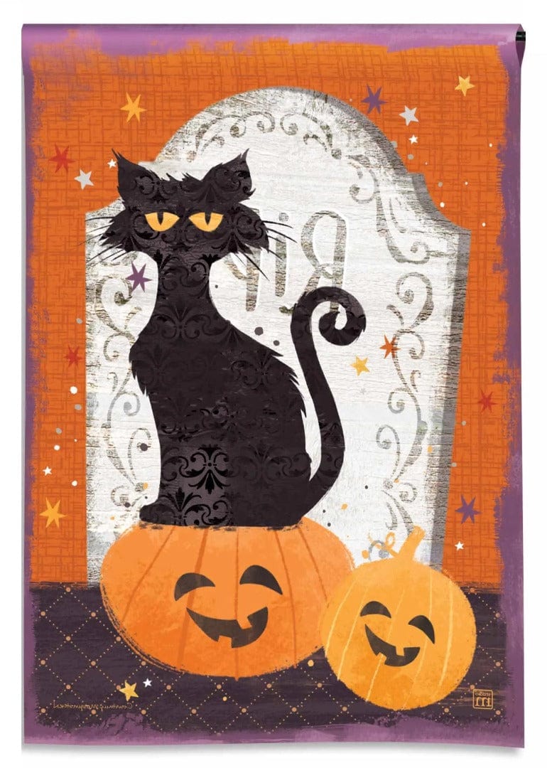 Halloween Black Cat and Pumpkins Garden Flag heartlandflags