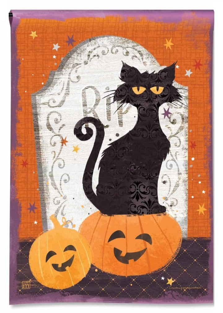 Halloween Black Cat and Pumpkins Garden Flag heartlandflags