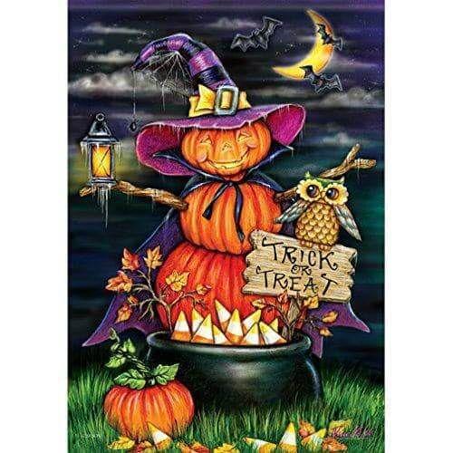 Halloween Pumpkin Witch Garden Flag 2 Sided heartlandflags