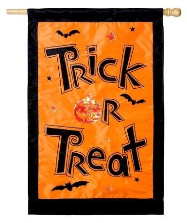 Halloween Trick or Treat Flag 2 Sided Applique House Banner heartlandflags