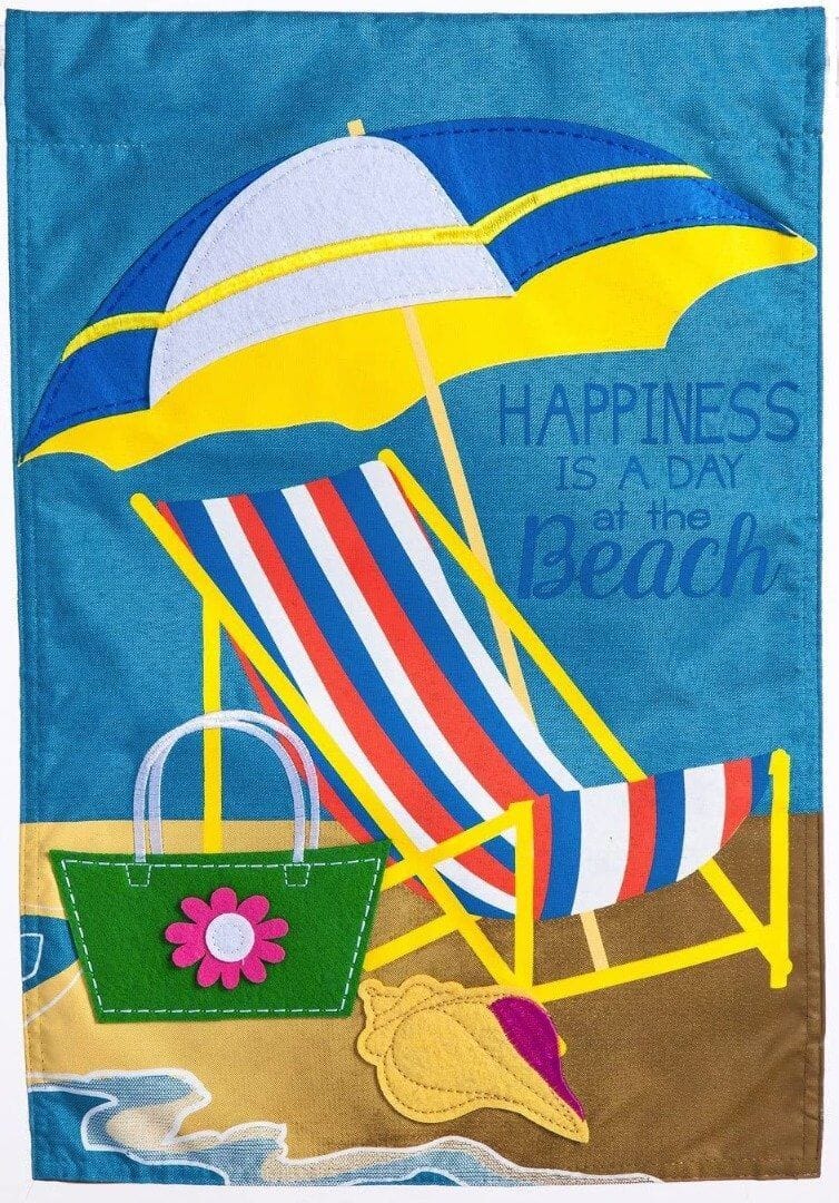 Happiness Is A Day At The Beach Garden Flag 2 Sided heartlandflags