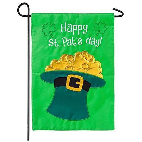 Happy St. Pat's Day Garden Flag 2 Sided Applique Green heartlandflags