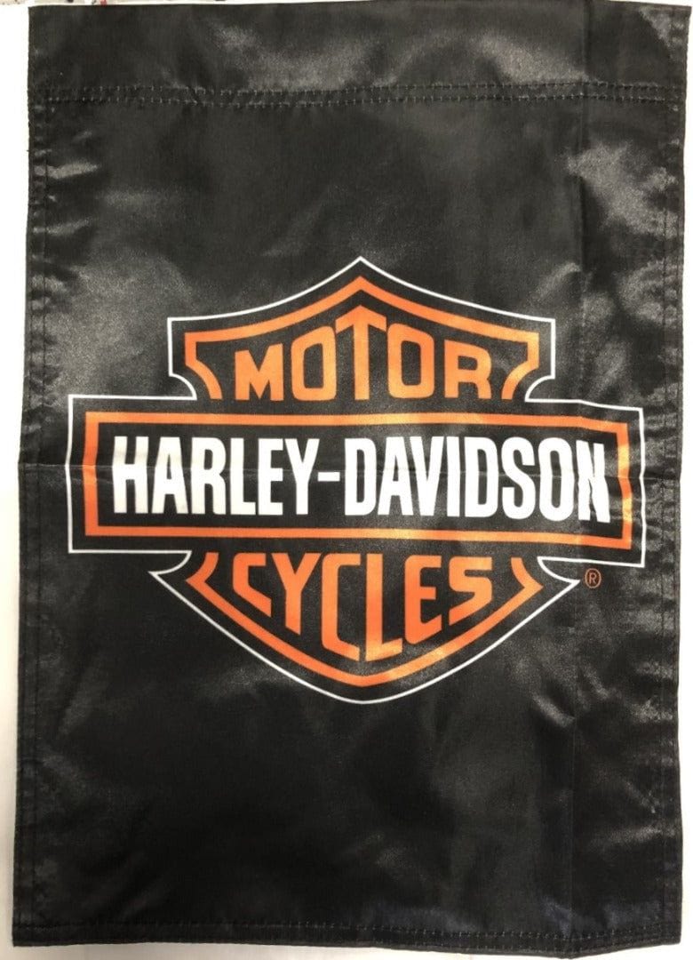 Harley Davidson Black Garden Flag 2 Sided Logo heartlandflags