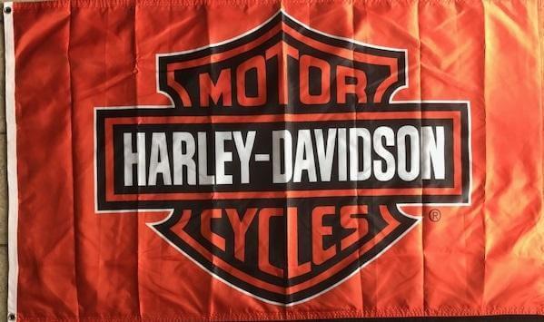 Harley Davidson Orange Flag 2 Sided heartlandflags