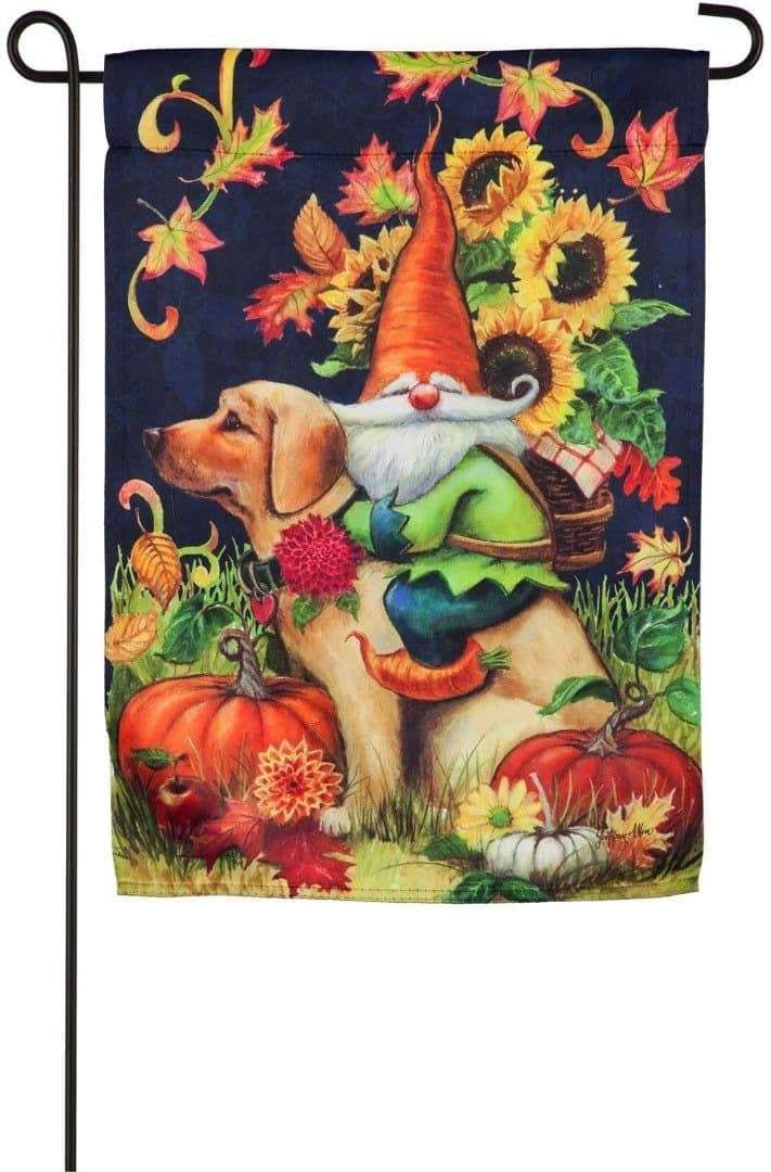 Harvest Gnome Garden Flag 2 Sided Sunflowers heartlandflags