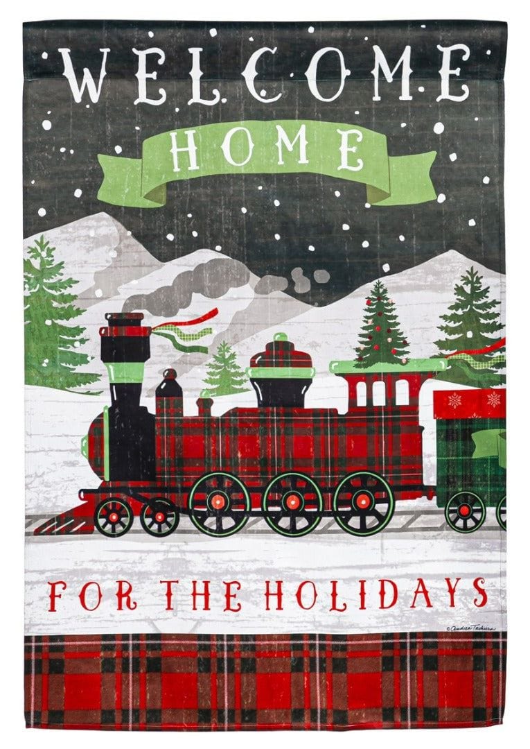 Home For The Holiday's Train Flag 2 Sided Christmas Banner heartlandflags