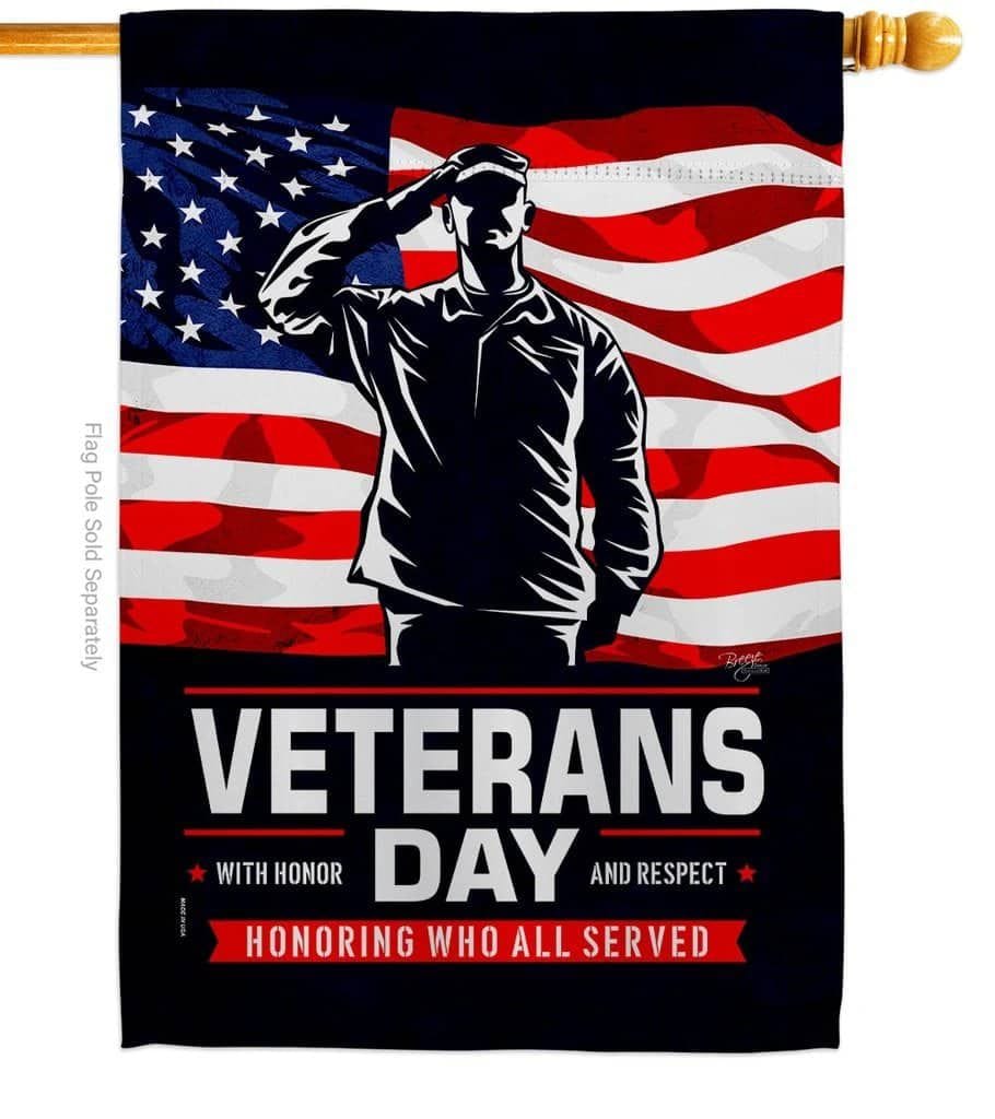 Honor Our Veterans Flag 2 Sided Vertical Banner heartlandflags