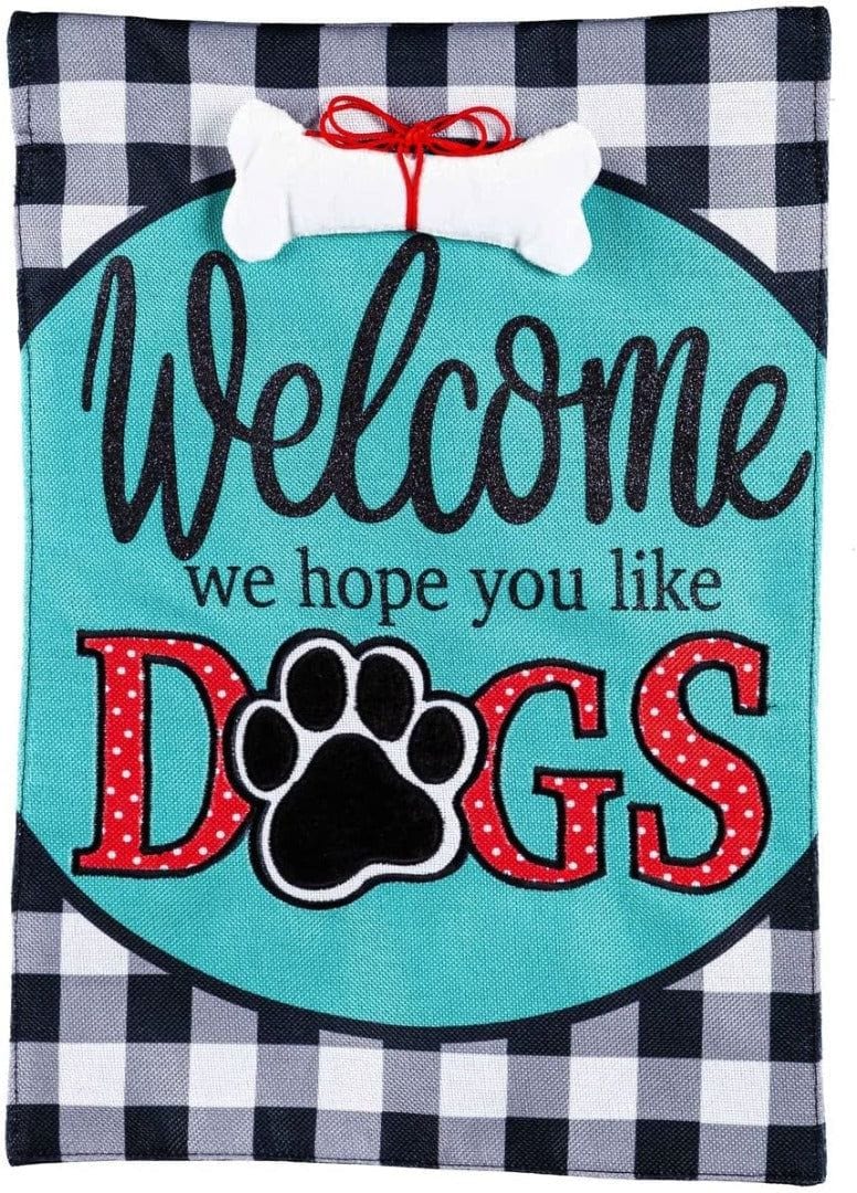 Hope You Like Dogs Garden Flag 2 Sided Burlap Welcome heartlandflags