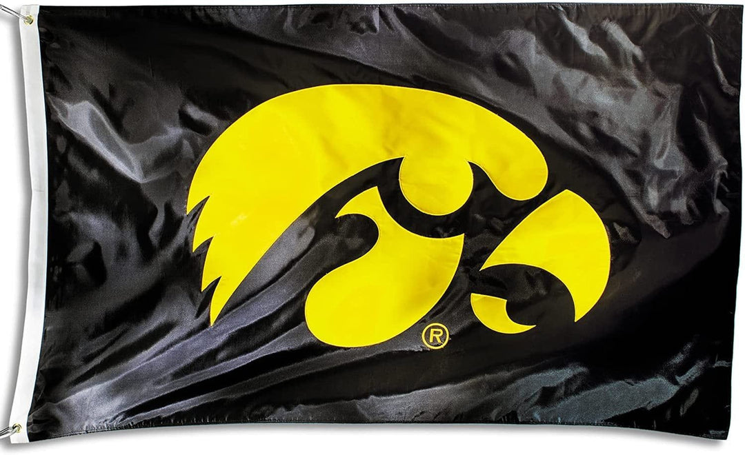 Iowa Hawkeyes Flag 3x5 Applique 2 Sided Black heartlandflags