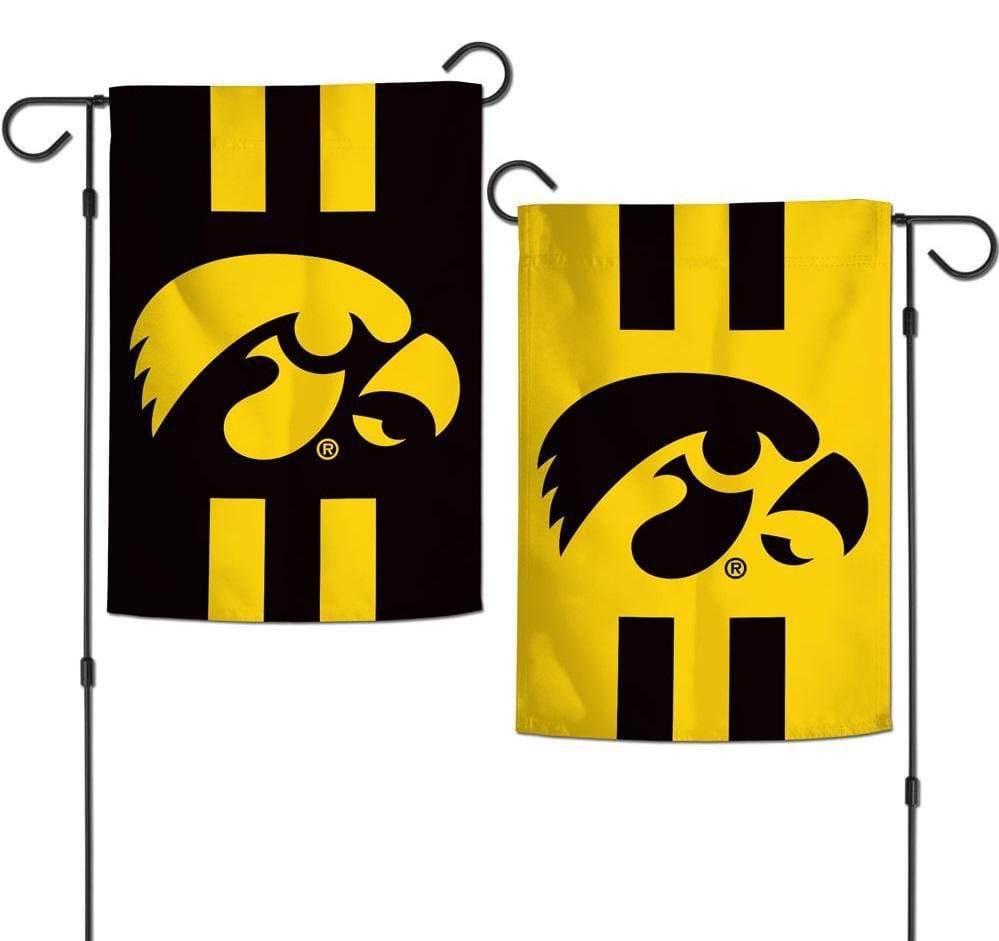 Iowa Hawkeyes Garden Flag 2 Sided Striped Black Yellow heartlandflags