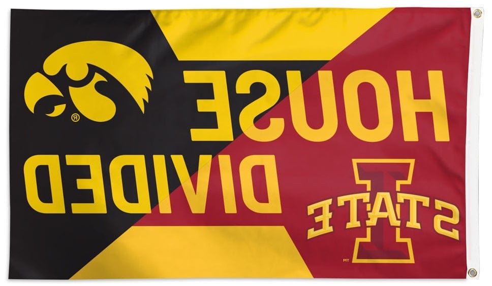 Iowa State vs Iowa Hawkeyes Flag 3x5 House Divided Rivalry heartlandflags